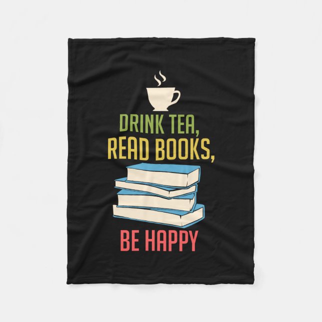 Book Lover - Tea Books Happy Fleece Blanket (Front)