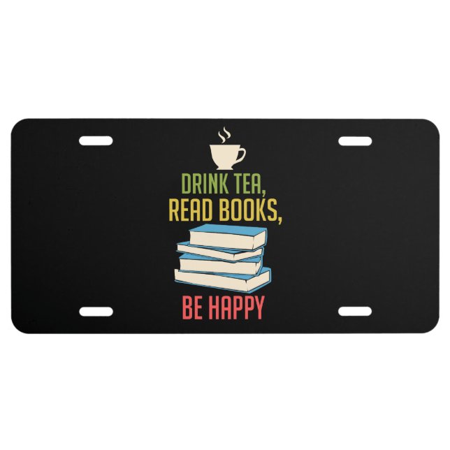 Book Lover - Tea Books Happy License Plate (Front)