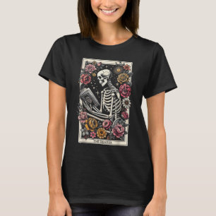 Book Lover The Reader Tarot Card Skeleton Reading T-Shirt
