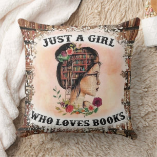 Book Lover Throw Pillow