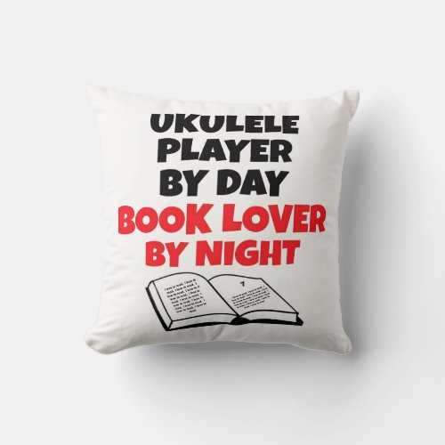 Book Lover Ukulele Player Throw Pillow