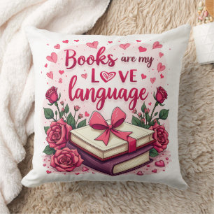 Book Lover Valentine Romantic Reading Aesthetic Throw Pillow