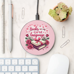 Book Lover Valentine Romantic Reading Aesthetic Wireless Charger