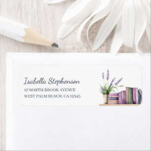 Book Lover Watercolor Bookshelf Return Address Label