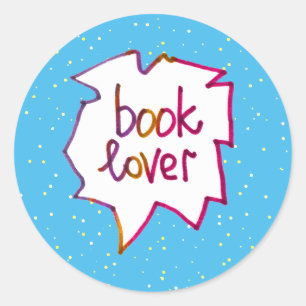 Book lover words text handlettering classic round sticker