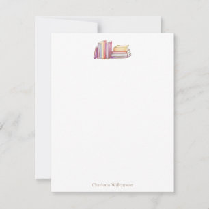 Book Lovers Bookish Theme Personalized Stationery Note Card