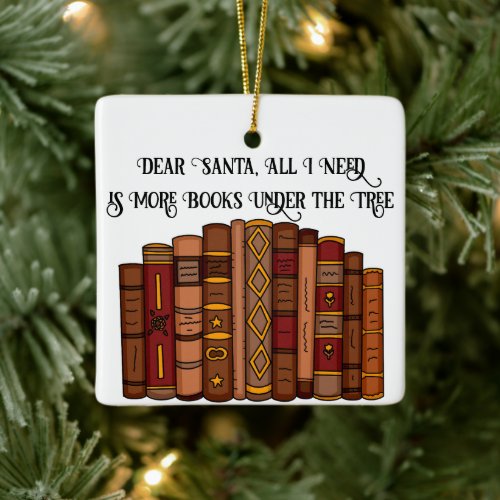 Book Lover's Christmas Ceramic Ornament