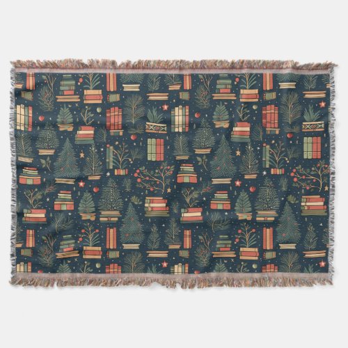 Book Lovers Christmas  Throw Blanket