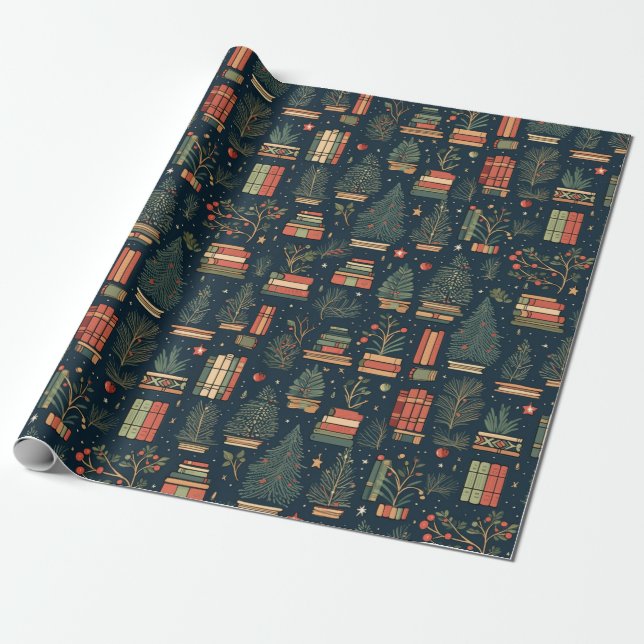 Book Lovers Christmas  Wrapping Paper (Unrolled)