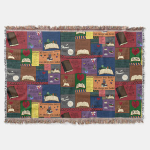 Book Lovers Collage Throw Blanket