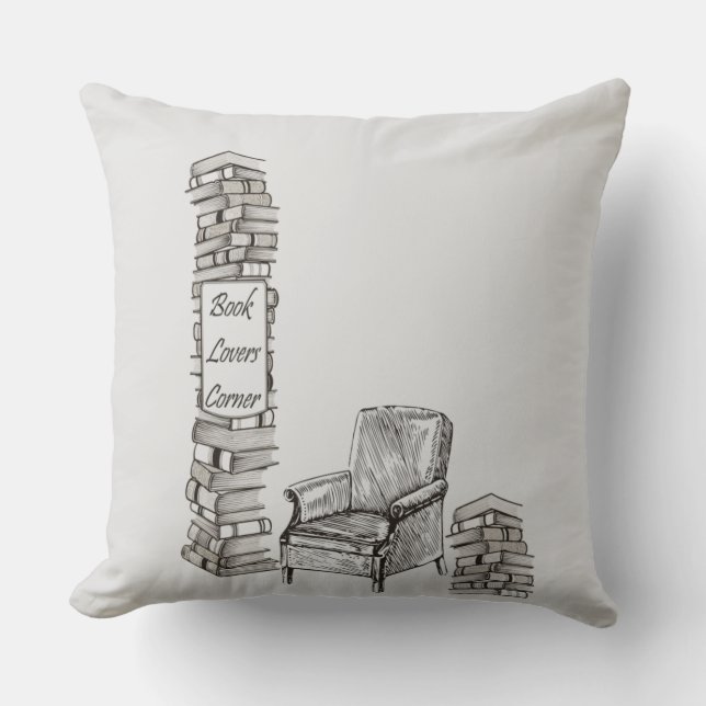 Book Lovers Corner Throw Pillow (Front)