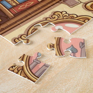 Book Lovers Cute Cartoon Bookshelf Cheerful Colors Jigsaw Puzzle