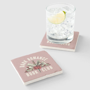 Book Lover's Dark Romance Floral Gift Pink Stone Coaster