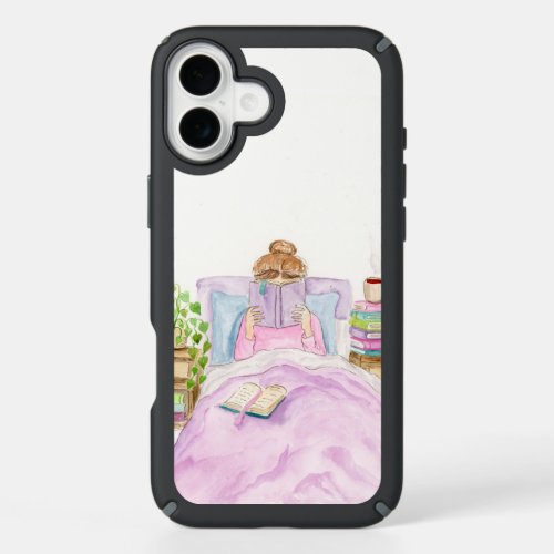 Book Lovers Day Woman Reading in Bed iPhone 16 Plus Case