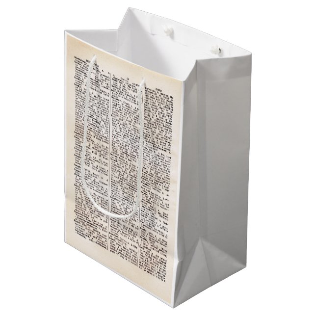 Book Lover's Dictionary Page Gift Bag (Front Angled)