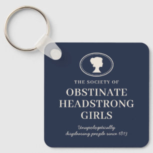 Book Lover's Feminist Austen Quote Navy Blue Keychain
