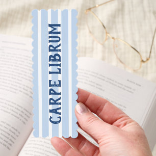 Book Lover's Funny Saying Striped Blue Bookmark