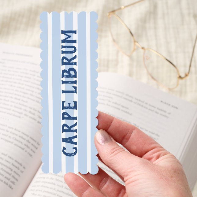 Book Lover's Funny Saying Striped Blue Bookmark (Hand)