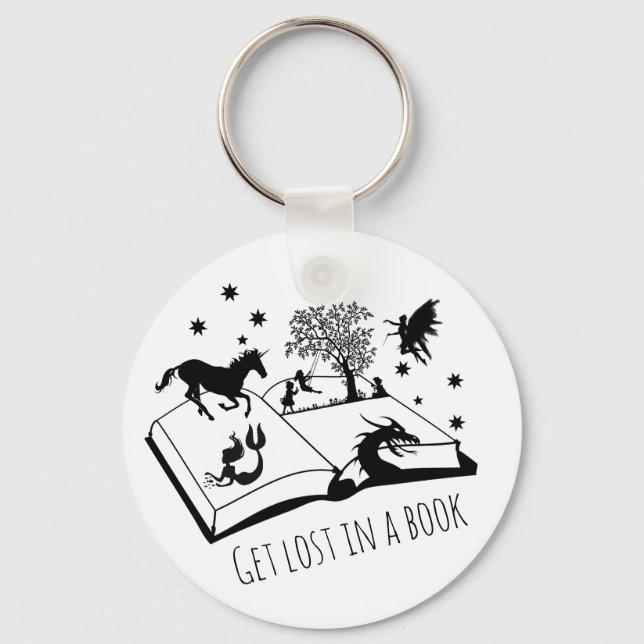 Book Lovers Get Lost in a Book Art Keychain (Front)