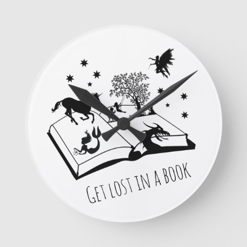 Book Lovers Get Lost in a Book Art Round Clock