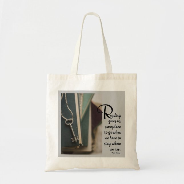 Book Lovers Gray Blue Reading Quote  Tote Bag (Front)