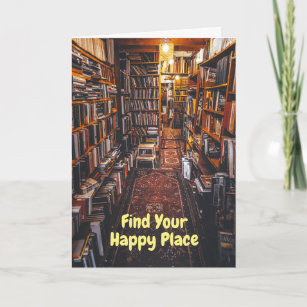Book Lovers Happy Birthday with bookstore photo Card