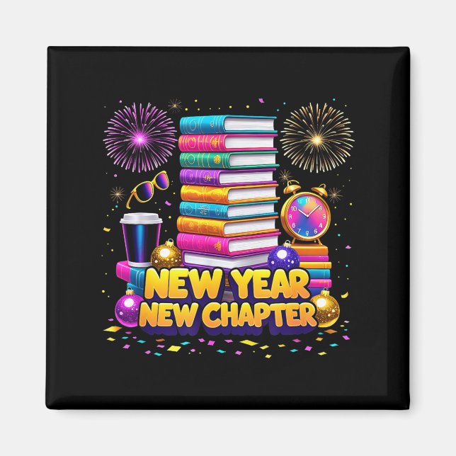 Book Lovers Happy New Year Chapter 2026 Bookworm F Magnet (Front)