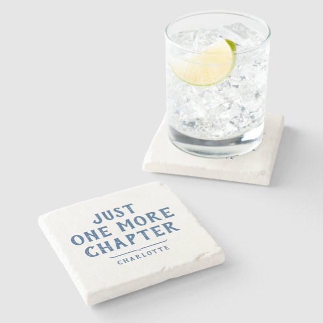 Book Lover's Just One More Chapter Personalized Stone Coaster (Side)