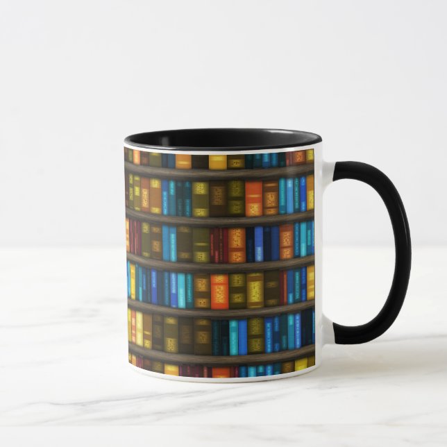 Book Lovers & Librarians Colorful Books on Shelf Mug (Right)