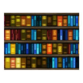 Book Lovers & Librarians Colorful Books on Shelf Post Card