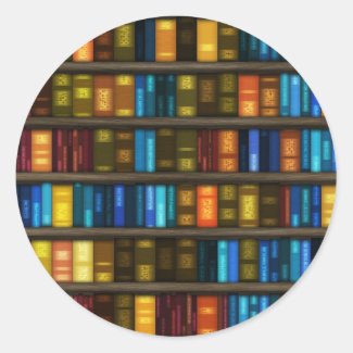 Book Lovers & Librarians Colorful Books on Shelf Sticker