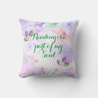 Book Lovers Pretty Vibrant Flowers  Throw Pillow
