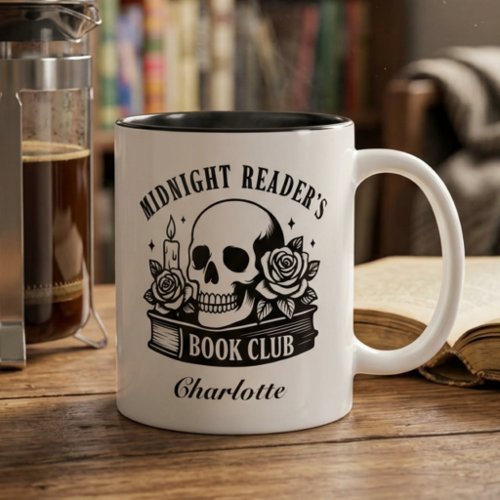 Book Lover's Quote Personalized Skull Two-Tone Coffee Mug