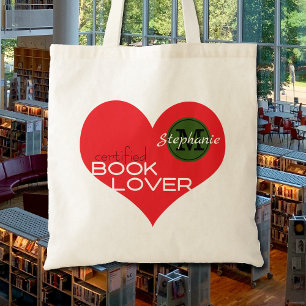 Book Lovers Reader's Name Monogram Heart Budget Tote Bag