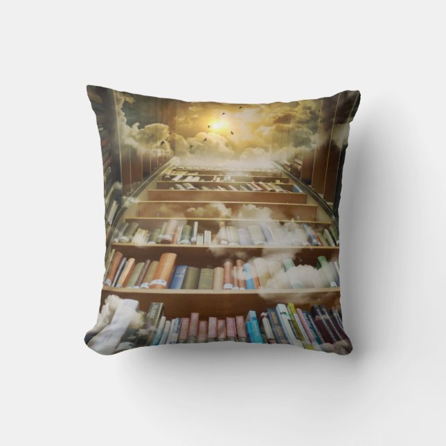 Book lovers retreat paradise library throw pillow (Front)