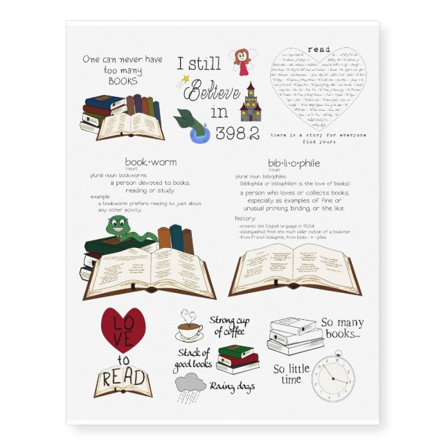 Book Lovers Temporary Tattoos (Front)