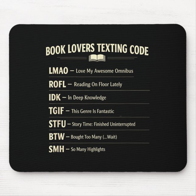 Book lovers texting code reading  mouse pad (Front)