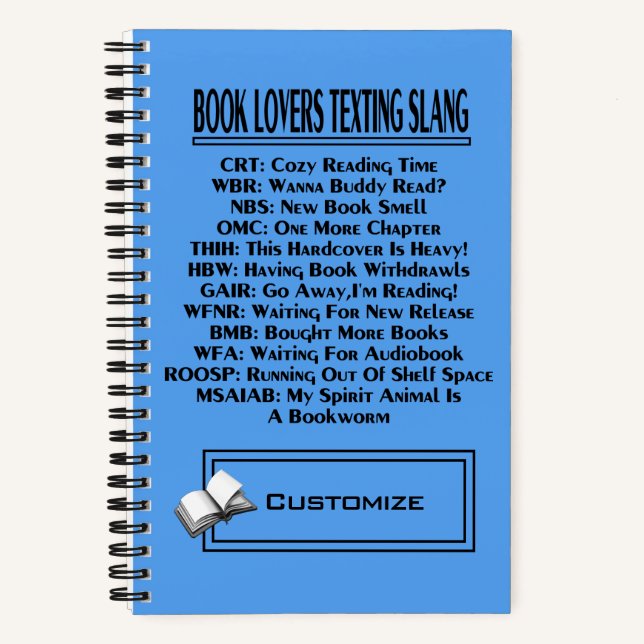 Book Lovers Texting Slang Dark Text (Front)
