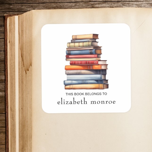 Book Lover's This Book Belongs To Custom Square Sticker (Creator Uploaded)
