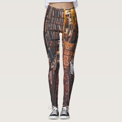 Book Lovers Used Bookstore Shelves of Books Leggings