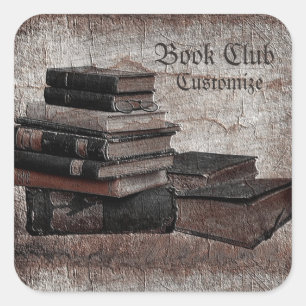 Book Lovers Vintage Book Club Square Sticker