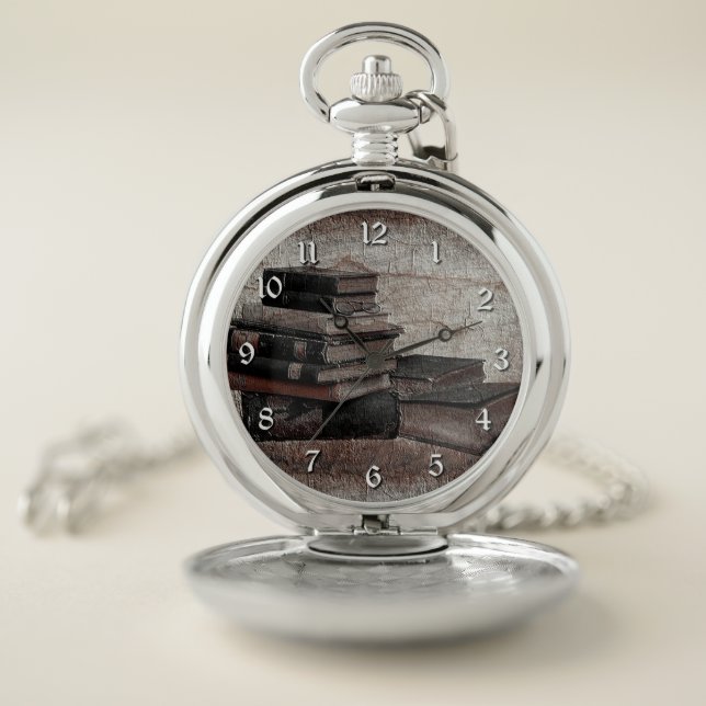 Book Lovers Vintage Round Pocket Watch (Inside)