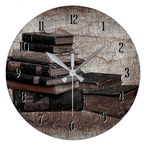 Book Lovers Vintage Round Wall Clock