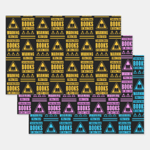 Book Lovers Warning Sign Collection 1 Wrapping Paper Sheets
