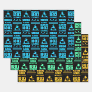 Book Lovers Warning Sign Collection 5 Wrapping Paper Sheets