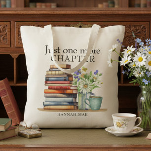 Book Lover's Watercolor Just One More Chapter   Tote Bag