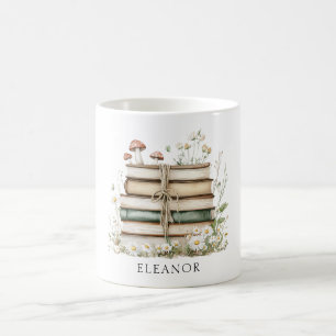 Book Lover's Watercolor Vintage Floral Books  Coffee Mug