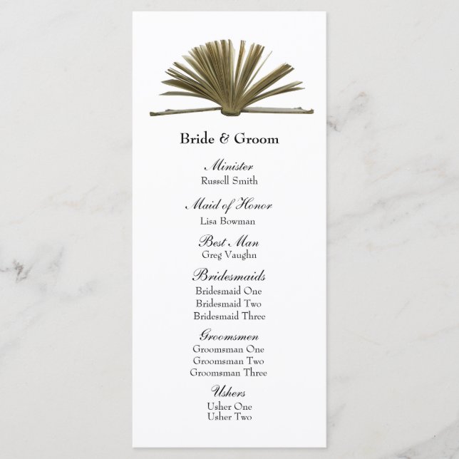 Book Lovers Wedding Program (Front)