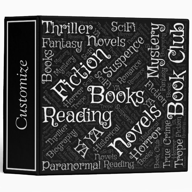 Book Lovers Word Cloud  3 Ring Binder (Front/Spine)