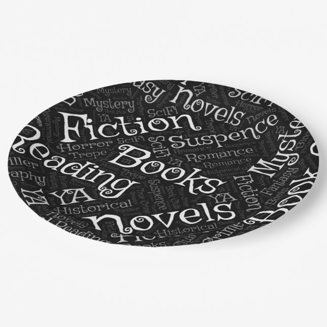 Book Lovers Word Cloud Paper Plates (Angled)
